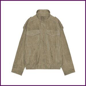 Faux Suede Bomber Jacket Oversized Blazer Women's Casual Outwear